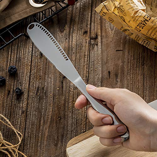 AXIAOLU Stainless Steel butter Spreader Knife, 3-in-1 Kitchen Gadgets, Curler, Butter Grater, Multifunctional Chopping Slot with Serrated Edge (Silver, 1) - Image 7
